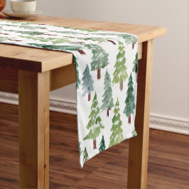 Waterverf Rustic Pine Forest Pattern Winter Korte Tafelloper