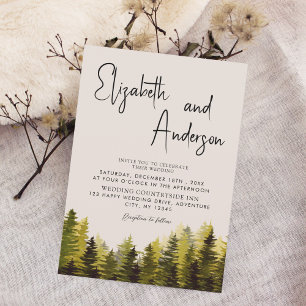 Waterverf Rustic Pine Forest Wedding Kaart