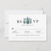 Waterverf Rustic Pine Trees Deep Green RSVP Kaartje (Voorkant)