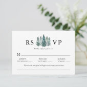 Waterverf Rustic Pine Trees Deep Green RSVP Kaartje (Staand voorkant)