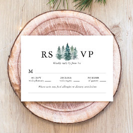 Waterverf Rustic Pine Trees Deep Green RSVP Kaartje