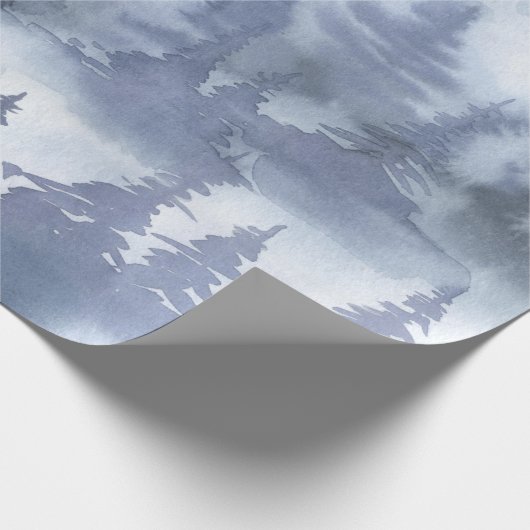 Waterverf Rustic Pine Trees Forest Snow Cadeaupapier (Hoek)