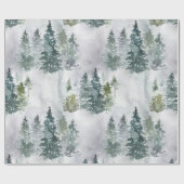 Waterverf Rustic Pine Trees Forest Snow Cadeaupapier (Vlak)
