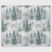 Waterverf Rustic Pine Trees Forest Snow Winter Wr Cadeaupapier (Vlak)