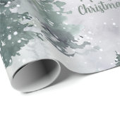 Waterverf Rustic Pine Trees Forest Snow Winter Wr Cadeaupapier (Rol Hoek)