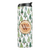 Waterverf Rustic Pine Winter Forest Personalized Thermosbeker (Gedraaid links)