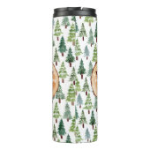 Waterverf Rustic Pine Winter Forest Personalized Thermosbeker (Achterkant)