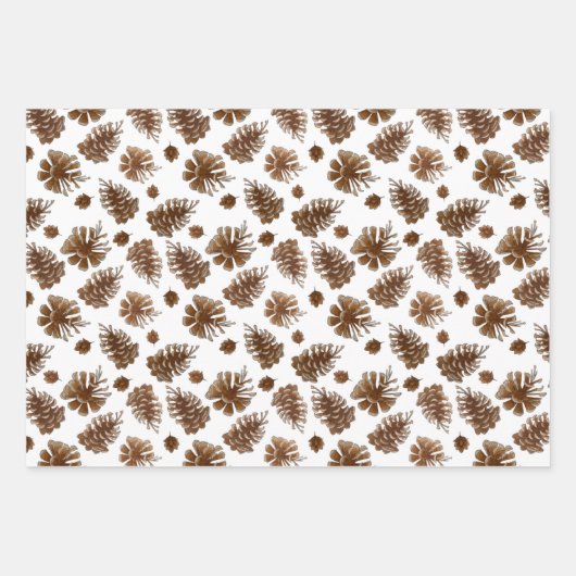 Waterverf Rustic Pinecone Inpakpapier Vel (Voorkant)