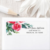  Waterverf Rustic Poppy Red Floral Leaves Etiket (Insitu)