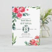  Waterverf Rustic Poppy Red Floral Leaves Kaart (Staand voorkant)