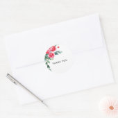  Waterverf Rustic Poppy Red Floral Leaves Ronde Sticker (Envelop)