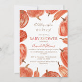 Waterverf Rustic Pumpkin Girl Baby shower Kaart (Voorkant)