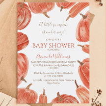 Waterverf Rustic Pumpkin Girl Baby shower