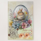  Waterverf Rustic Rabbit Easter Egg Floral Legpuzzel (Verticaal)