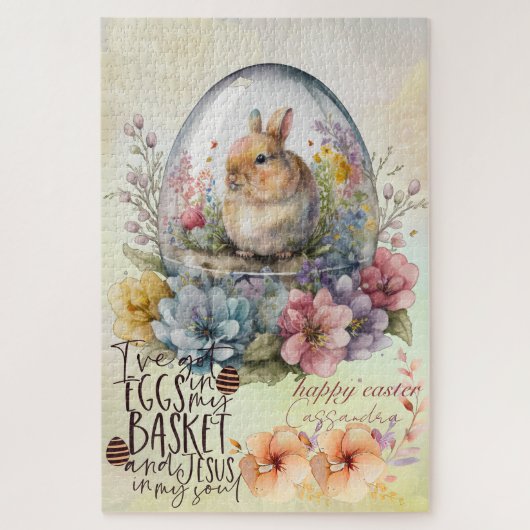  Waterverf Rustic Rabbit Easter Egg Floral Legpuzzel (Verticaal)