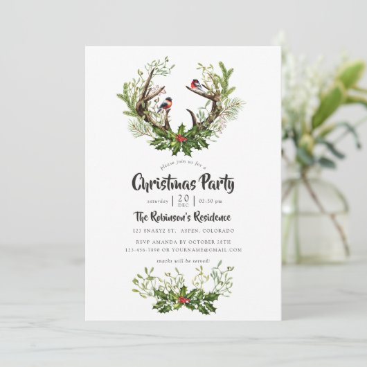 Waterverf Rustic Reindekerst Kaart (Staand voorkant)