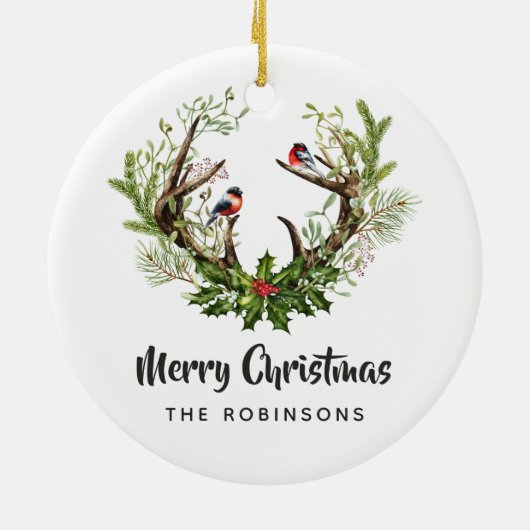 Waterverf Rustic Reindekerst Keramisch Ornament (Achterkant)