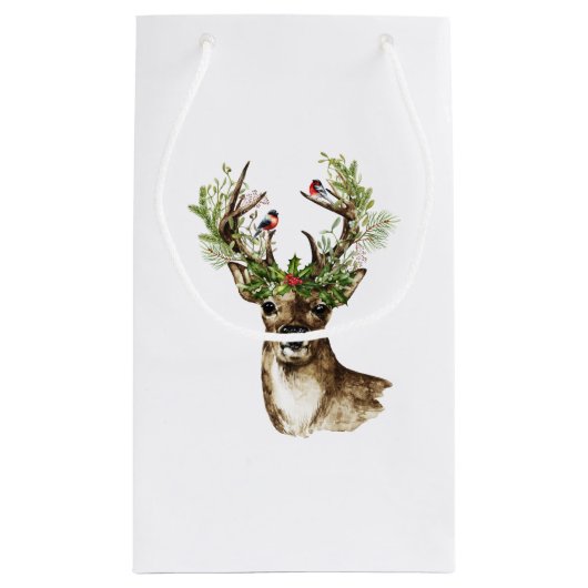 Waterverf Rustic Reindekerst Klein Cadeauzakje (Achterkant)