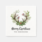 Waterverf Rustic Reindekerst Servet (Voorkant)