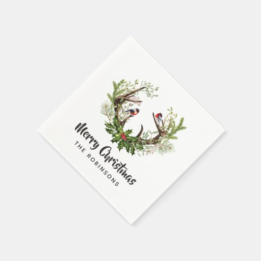 Waterverf Rustic Reindekerst Servet (Hoek)