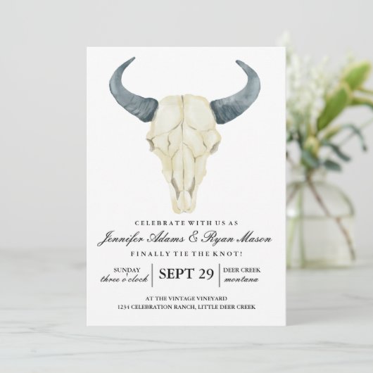 Waterverf Rustic Rodeo | Uitnodiging tot weddensch (Staand voorkant)