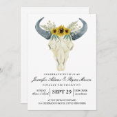 Waterverf Rustic Rodeo | Weddensoonbloemen Kaart (Voorkant / Achterkant)