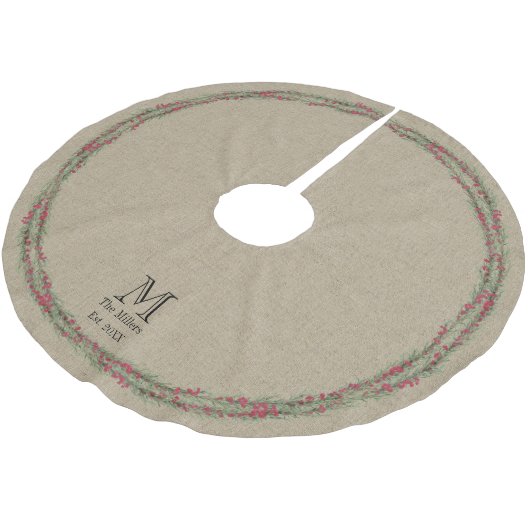 Waterverf Rustic Rosemary en Berries over de overl Kerstboom Rok (Gekanteld)