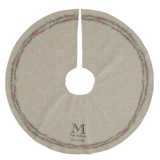 Waterverf Rustic Rosemary en Berries over de overl Kerstboom Rok (Voorkant)