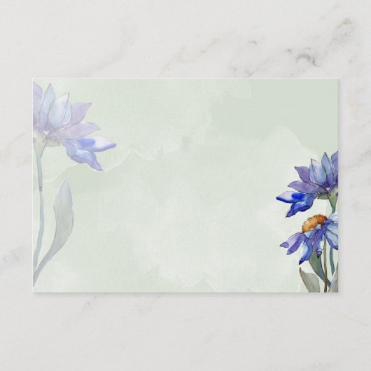 Waterverf Rustic Sage Green & Paarse Daisies Informatiekaartje (Achterkant)