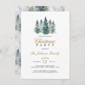 Waterverf Rustic Spruce Pine Tree-kerstfeest Kaart (Voorkant / Achterkant)