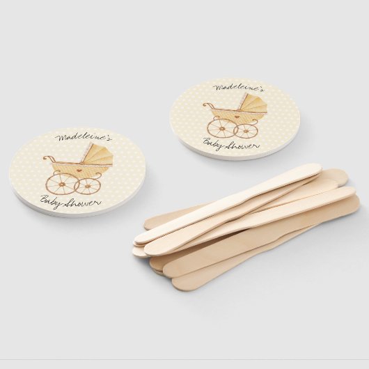 Waterverf Rustic Stroller Pram Baby shower Handwaaier (Niet-gemonteerd)