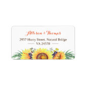 Waterverf Rustic Sunflower Stylish Wedding Etiket (Voorkant)
