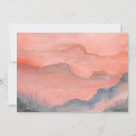 Waterverf Rustic Wedding Mountain Sunset Save The Date (Achterkant)