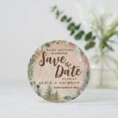 Waterverf Rustic Wedding Photo Wood Grain Kaart (Staand voorkant)