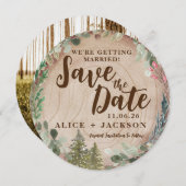 Waterverf Rustic Wedding Photo Wood Grain Kaart (Voorkant / Achterkant)