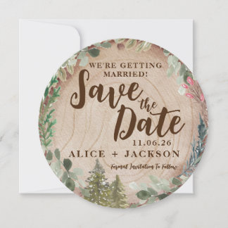 Waterverf Rustic Wedding Photo Wood Grain Kaart