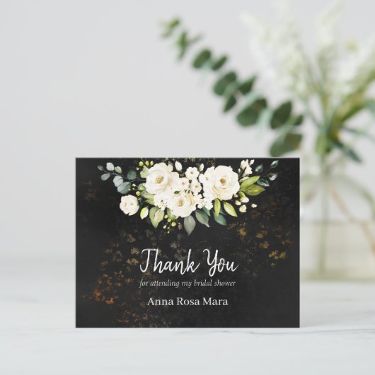 *~* Waterverf Rustic White Rose Vrijgezellenfeest Briefkaart (Staand voorkant)