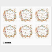Waterverf Rustic Wild Floral Wreath Fall Wedding Vierkante Sticker (Vel)