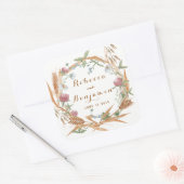 Waterverf Rustic Wild Floral Wreath Fall Wedding Vierkante Sticker (Envelop)