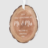 Waterverf Rustic Wood Slice Eerste Kerstmis Ornament (voorkant)