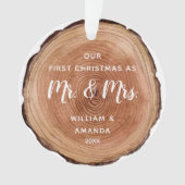 Waterverf Rustic Wood Slice Eerste Kerstmis Ornament (voorkant)