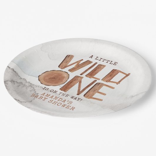 Waterverf Rustic Wood Wild Eén Baby shower Papieren Bordje (Gekanteld)