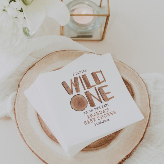 Waterverf Rustic Wood Wild Eén Baby shower Servet