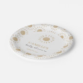 Waterverf Rustic Yellow Sun Boho Baby shower Papieren Bordje (Gekanteld)