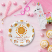 Waterverf Rustic Yellow Sun Boho Baby shower Papieren Bordje (Feest)