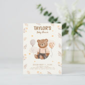 Waterverf Rustiek Beer Baby shower Briefkaart (Staand voorkant)