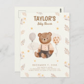 Waterverf Rustiek Beer Baby shower Briefkaart (Voorkant / Achterkant)