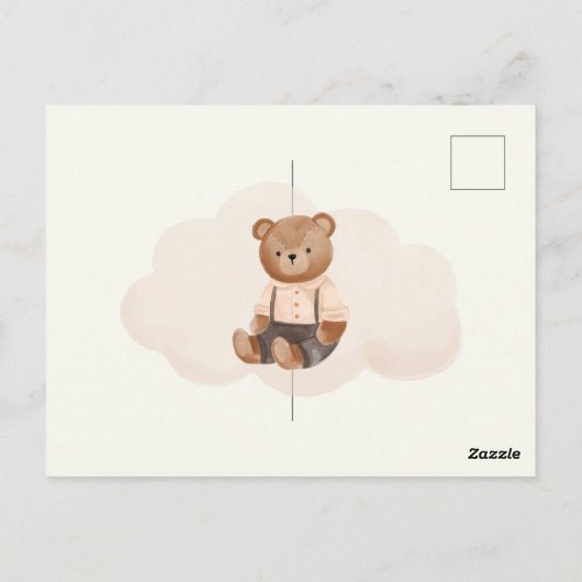 Waterverf Rustiek Beer Baby shower Briefkaart (Achterkant)