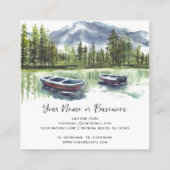 Waterverf Rustiek Bergmeer met Boten Vierkante Visitekaartje (Achterkant)