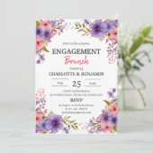 Waterverf Rustiek Bloemen Verloving Brunch Party Kaart (Staand voorkant)